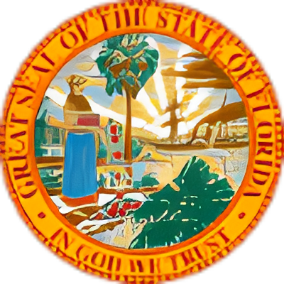 Seal of the State of Florida with detailed imagery and text.