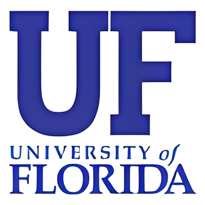 University of Florida logo in blue and white.