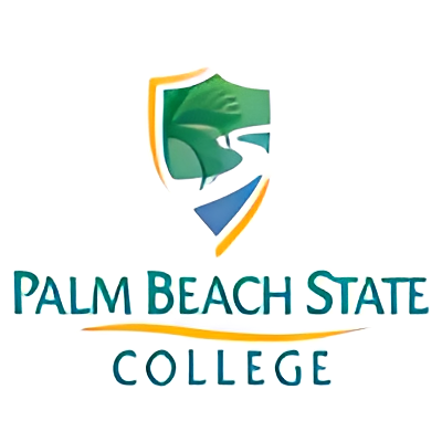 Logo of Palm Beach State College featuring a stylized palm tree and shield.